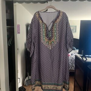 SHEIN Geometric Print Swim Coverup - Black and Green